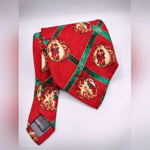 Parisian Robert Talbott Men's Tie Silk Hand Sewn Italy Christmas Santa Holiday